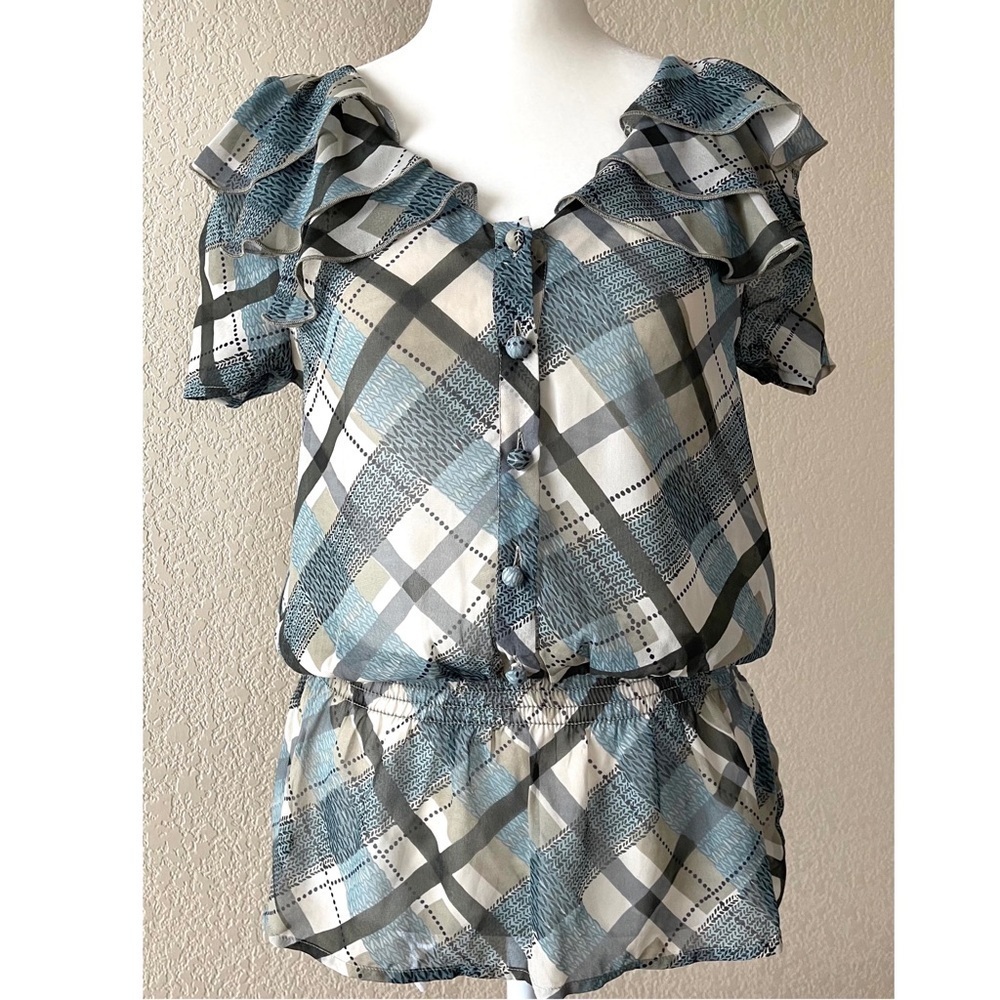 Banana Republic Patterned Gathered Waist Blouse